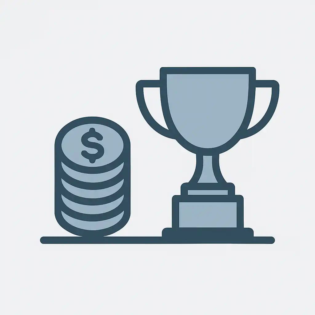 Illustration of coins and a trophy representing a completed bonus playthrough
